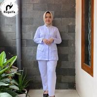Gambar Setelan Baju Seragam Perawat Wanita Dinas Kesehatan Putih Terpopuler Pakaian Bidan Cewek Model Saku Bawah Terbaru dari OfficialLaksita undefined 3 Tokopedia