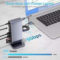Gambar Stasiun Dok 12in1 Docking Station Macbook Windows Komputer Multifungsi USB Hub 3.0 Adapter Type C dengan 1 Port HDMI Desain Vertikal dan Berbagai Fungsi dari Veloce-Store undefined 2 Tokopedia