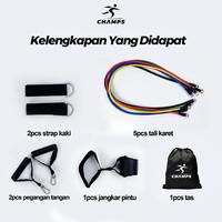 Gambar BARU- CHAMPS Resistance band 11 in 1 Set Tali Pembantu Fitness Gym Power | Tali Olahraga | Yoga Loop | Stretching Pull Rope Loopband | CH-RB1 - RB+SKP BIRU dari gudang TOSERBAA undefined 4 Tokopedia