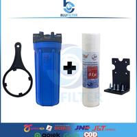 Gambar FAYA PAKET HOUSING NANOTEC 10 INCH DRAT 3/4 1/2 1 + SEDIMEN SPUN CARTRIDGE PP FILTER NANOTEC 10 INCH CLEAR DAN BLUE - Clear 01micron, 1 inch dari akamja lama undefined 1 Tokopedia