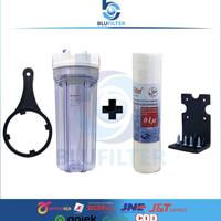 Gambar FAYA PAKET HOUSING NANOTEC 10 INCH DRAT 3/4 1/2 1 + SEDIMEN SPUN CARTRIDGE PP FILTER NANOTEC 10 INCH CLEAR DAN BLUE - Clear 01micron, 1 inch dari akamja lama undefined 4 Tokopedia