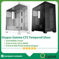 Gambar Ocypus Gamma C72 Case | Casing CPU Komputer ATX Hitam dan Putih Free 4x 12cm ARGB tempered glass - Putih dari Foursquare Computer Bandung undefined 2 Tokopedia