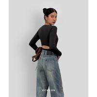 Gambar ECINOS - Fitted Open Back Longsleeved Tencel Top - Black, S dari tokoakbar 311 undefined 1 Tokopedia
