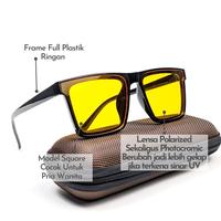 Gambar Kacamata Anti Silau Siang Dan Malam Night Vision Photocromic Polarized Mengemudi Sunglasses Lensa Kuning Berubah warna Frame Square - Polarized dari Passion Eyeglass undefined 5 Tokopedia
