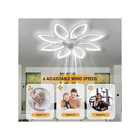Gambar Bladeless Ceiling Fan With Lights Modern Flush Mount With Dimmable Led Light And Remote Control Low Profile 6 Gear Wind Speed Timing Kids_Room Bedroom 35.4Inx5.5In dari Khalisan Store undefined 2 Tokopedia