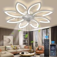 Gambar Bladeless Ceiling Fan With Lights Modern Flush Mount With Dimmable Led Light And Remote Control Low Profile 6 Gear Wind Speed Timing Kids_Room Bedroom 35.4Inx5.5In dari Khalisan Store undefined 1 Tokopedia