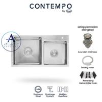 Gambar Royal kitchen sink Contempo Doppio/bak cuci piring Royal Contempo Doppio 2 lubang stainless/wastafel sink bak cuci piring dapur 2 lubang stainless merk Royal/sink royal minimalis stainless dari atlantic sanitary undefined 2 Tokopedia