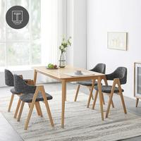 Gambar meja makan 4 kursi minimalis/kursi makan kayu jati/dining chair linen dari Teakur Home Furniture undefined 1 Tokopedia