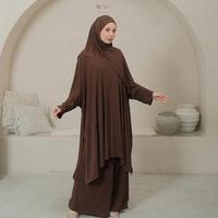 Gambar HALIMA ONE SET JERSEY PREMIUM (TUNIK, KULOT DAN HIJAB INSTANT) - WMD FASHION - Black dari Toko Hestiku undefined 5 Tokopedia