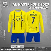 Gambar Jersey BOLA Anak & Dewasa, Desain AL NASSR Home th 2023-2024, Free Design dan Custom Nama & No Sendiri Full Printing (Tangan Panjang) - ATASAN, S (ANAK) dari Jersey Bie undefined 1 Tokopedia