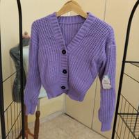 Gambar cardigan ungu lilac tebal knit rajut jumbo bigsize big size cardy outer wanita oversize dari felicious bells fashion undefined 2 Tokopedia