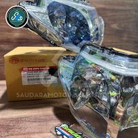 Gambar HEADLAMP ASSY (REFLEKTOR LAMPU DEPAN) MATA DUA (MADU) PNP HONDA WAVE 125 / SUPRA X 125 ORIGINAL BY HMA (H.M.AUTO PART) THAILAND - BLUE (BIRU) dari SAUDARAMOTOR SPEEDSHOP ID undefined 3 Tokopedia