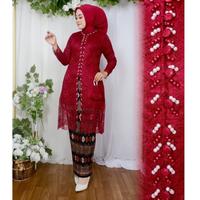 Gambar Set Kebaya Kurung Fm Brokat Premium Busui Friendly - SET MAROON, M dari Hubaren Store undefined 1 Tokopedia