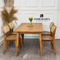 Gambar Meja Makan Set 4 Kursi Rotan Kayu Jati Tpk Dining Table Set TeakWood Furniture Jepara dari Indrakarya Furniture undefined 3 Tokopedia