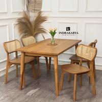 Gambar Meja Makan Set 4 Kursi Rotan Kayu Jati Tpk Dining Table Set TeakWood Furniture Jepara dari Indrakarya Furniture undefined 1 Tokopedia