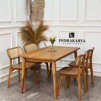Gambar Meja Makan Set 4 Kursi Rotan Kayu Jati Tpk Dining Table Set TeakWood Furniture Jepara dari Indrakarya Furniture undefined 2 Tokopedia