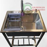 Gambar KITCHEN SINK 7545 STAINLESS KAKI MEJA / TEMPAT CUCI PIRING PORTABLE - kaki+sink dari Garage Bangunan undefined 1 Tokopedia