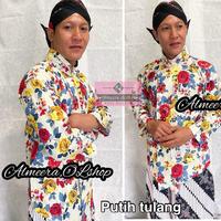 Gambar [Noble] surjan kembang bahan katun 100% ori surjan bunga baju adat jawa tradisional Diskon Promo - Putih tulang, M dari Two Noble undefined 1 Tokopedia