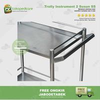 Gambar Trolly Instrument 2 Susun Stainless | Troli Medis Trolley 2 Ambal dari Tokopedicare Alkesindo undefined 4 Tokopedia