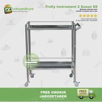 Gambar Trolly Instrument 2 Susun Stainless | Troli Medis Trolley 2 Ambal dari Tokopedicare Alkesindo undefined 3 Tokopedia