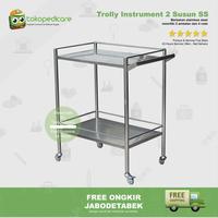 Gambar Trolly Instrument 2 Susun Stainless | Troli Medis Trolley 2 Ambal dari Tokopedicare Alkesindo undefined 1 Tokopedia