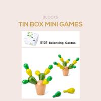 Gambar Tin Box Mini Games - Wooden Toys - blocks stacking tangram balancing - Cactus dari XYLIBEAR undefined 3 Tokopedia