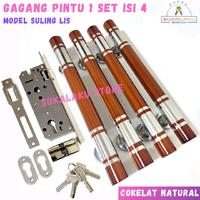 Gambar Handle Pintu Rumah Modern Suling Bulat Panjang 25cm 35cm 45cm 60cm - Kunci Set 4pcs door lock handle  pintu  2  daun  full  set  mewah pegangan  pintu - 4pcs handle+kunci set (hitam), 25cm (kecil) dari Sukalaku store undefined 3 Tokopedia
