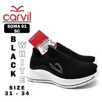 Gambar Sepatu Sekolah Anak TK SD Laki Laki/Perempuan – CARVIL – SOMA 01 SC – Size 31-34 – Sneakers – Sport – Slip On Black White - Black White, 31 dari TOKO SEPATU KARERA undefined 3 Tokopedia
