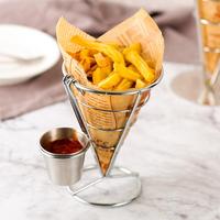 Gambar French Fries Stand With Sauce-Hopper Set Rust-proof Metal Chip Cup Holder Fried Chicken Display Rack Basket Party Kitchen Supply dari Valavi Store undefined 3 Tokopedia