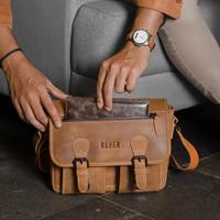 Gambar REVEN Markwe Tas Selempang Pria Untuk Gaya Kerja Kuliah Traveling Bahan Kulit Sapi Asli Jenis Crazy Horse Keren Awet Banyak Kantong Muat Tablet Ipad Brown Tan Black Hijau - Tan dari tampanpro undefined 5 Tokopedia