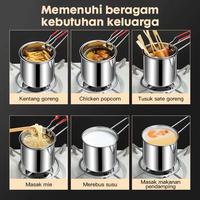 Gambar 304 penggorengan stainless steel penggorengan multifungsi penggorengan rumah tangga penggorengan gas mini pot mini dengan saringan penggorengan kecil hemat minyak - 2pcx dari Mr.Zebra undefined 4 Tokopedia