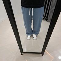 Gambar TIABIE Celana Panjang Baggy Lurus Berkaki Lebar dengan Saku Resleting - Bahan Cotton Fleece Modis Dan Trendy Casual Wanita Santai Nyaman Ankle - Hitam, All Size dari TIABIE undefined 3 Tokopedia