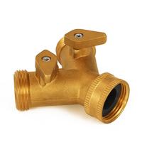 Gambar New 1pc 3/4'' 2 Way Tap Connector Hose Faucet Hosepipe Splitter Control Valve Brass dari Luminoi undefined 4 Tokopedia