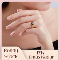 Gambar Cincin permata biru berbentuk oval dengan detail pengerjaan yang halus, terbuat dari emas 17K. - 0.94gr 10-22 dari Perhiasan Butik Cartier undefined 1 Tokopedia