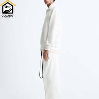 Gambar Half Zip Sweater Jaket Sweater Kerah Kombinasi  Putih Oversize S-6XL - S, SESUAI GAMBAR dari gudangbigsize undefined 4 Tokopedia