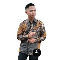 Gambar Baju Batik Pria Murah Kemeja Lengan Panjang Dewasa Seragam Kerja Kantor Terbaru Modern motif nyaman - Moka, M dari Batik Haryono Store undefined 4 Tokopedia