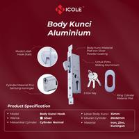 Gambar Nicole Body Kunci Pintu Sliding Aluminium Pintu Geser Type 4123 5123 - Hook Knob  dari Nicole Hardware undefined 2 Tokopedia