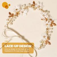Gambar Headpiece Bunga Hiasan Kepala Mutiara / Headpiece Bando Mutiara Bunga / Bandana Gold Bridal - Putih dari BearMall undefined 4 Tokopedia