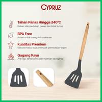 Gambar Cypruz Spatula Silicone AM-0931 Sutil Tahan Panas Gagang Kayu 32cm Kitchenware - Hitam dari Berkat Karunia Store undefined 1 Tokopedia