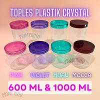 Gambar Toples Plastik TUTUP WARNA 600 ml dan 1000 ml / Toples Bulat Bening / Jar Kue Kering / Toples Nastar / Toples Lebaran Silinder - 1000 ML, PINK dari Primerino undefined 1 Tokopedia