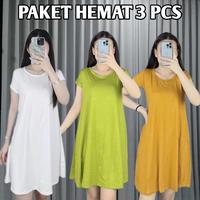 Gambar PAKET HEMAT 100 DAPAT 3 PCS Dress Mola Wanita V Ncek Jumbo Hitam Santai Casual DRESS SEXY ELSA FIRDA - RANDOM WARNA dari ELSA FIRDA undefined 5 Tokopedia