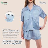 Gambar BREEZY Iris Tencel Braless Pajamas Short Sleeve | Piyama Premium | Piyama Braless | Setelan Piyama | Set Piyama | Baju Tidur | Lengan Pendek - Glacier Mist, S - M dari Kwala.id undefined 4 Tokopedia