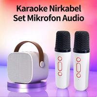Gambar K1 Mini Speaker Audio Nirkabel Karaoke Wireless Speaker Bluetooth Plus  Mic set Speaker karoke With 2 Microphone 3D Stereo Amplifier Party - K1-Putih 2 Mic dari NURUL119 undefined 3 Tokopedia