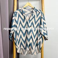 Gambar KEMEJA BLOUSE JUMBO SALUR WANITA BAJU ATASAN GARIS RAYON Viscose Stripe Panjang Belah Samping - List hitam, Kmja All Size dari Rayagrosir78 undefined 3 Tokopedia