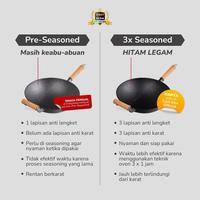 Gambar wajan panci cast iron 32 cm gagang kayu panjang dan tutup kayu antilengket IMPORT BEST SELLER AMAZON - Seasoned dari Cast iron Indonesia undefined 4 Tokopedia