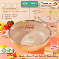 Gambar (PROMO 10.10) PANCI WOK 32 CM GRANITE GREBLON Gohappy Germany 4MM + TUTUP KACA PAN dari Gohappy Store undefined 1 Tokopedia