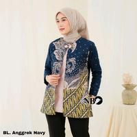 Gambar Batik Wanita Modern Terbaru Blouse Batik Wanita Model Bolero Baju Batik Wanita Kerja Kantor Seragam Atasan Nyaman Lengan Panjang - Bolero anggrek navy, M dari Batikputrizida undefined 2 Tokopedia