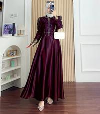 Gambar Dress wanita Kondangan Mahogany series Model Terbaru LD 110 Sakura dress bahan Satin silk Premium gamis wanita set Outer Full Brukat Payet Bisa Lepas pasang cantik Elegant Bisa COD - Mahogany, M LD 100 dari Gameela Fashions undefined 4 Tokopedia