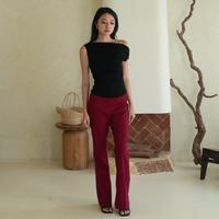 Gambar NALA TOP | ROOHA | Atasan Rib Knit Wanita Basic Top One Shoulder Sabrina - Charcoal dari Rooha undefined 2 Tokopedia