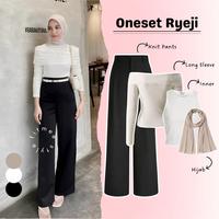 Gambar Ryeji Outfit Set 4in1 OOTD Hangout ( Bawahan Celana Kulot Loose Pants, Atasan Sabrina Long Sleeve, Inner Manset Rib Knit, HIjab Square ) Setelan Baju Panjang Kombinasi Kekinian Elegan Cantik One set Casual Dewasa Simple Kondangan Muslim Berhijab Jaket - Oneset dari Fitmee Stylee undefined 1 Tokopedia